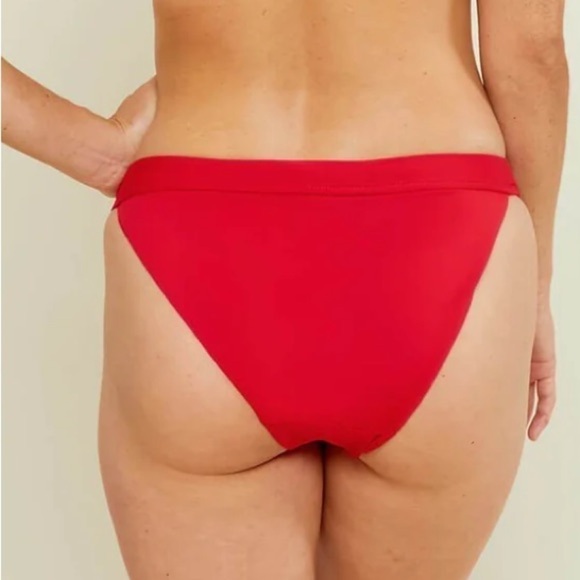 Andie Swim The Banded Cheeky Bikini Bottom in Cherry Red Size XL - Picture 2 of 8